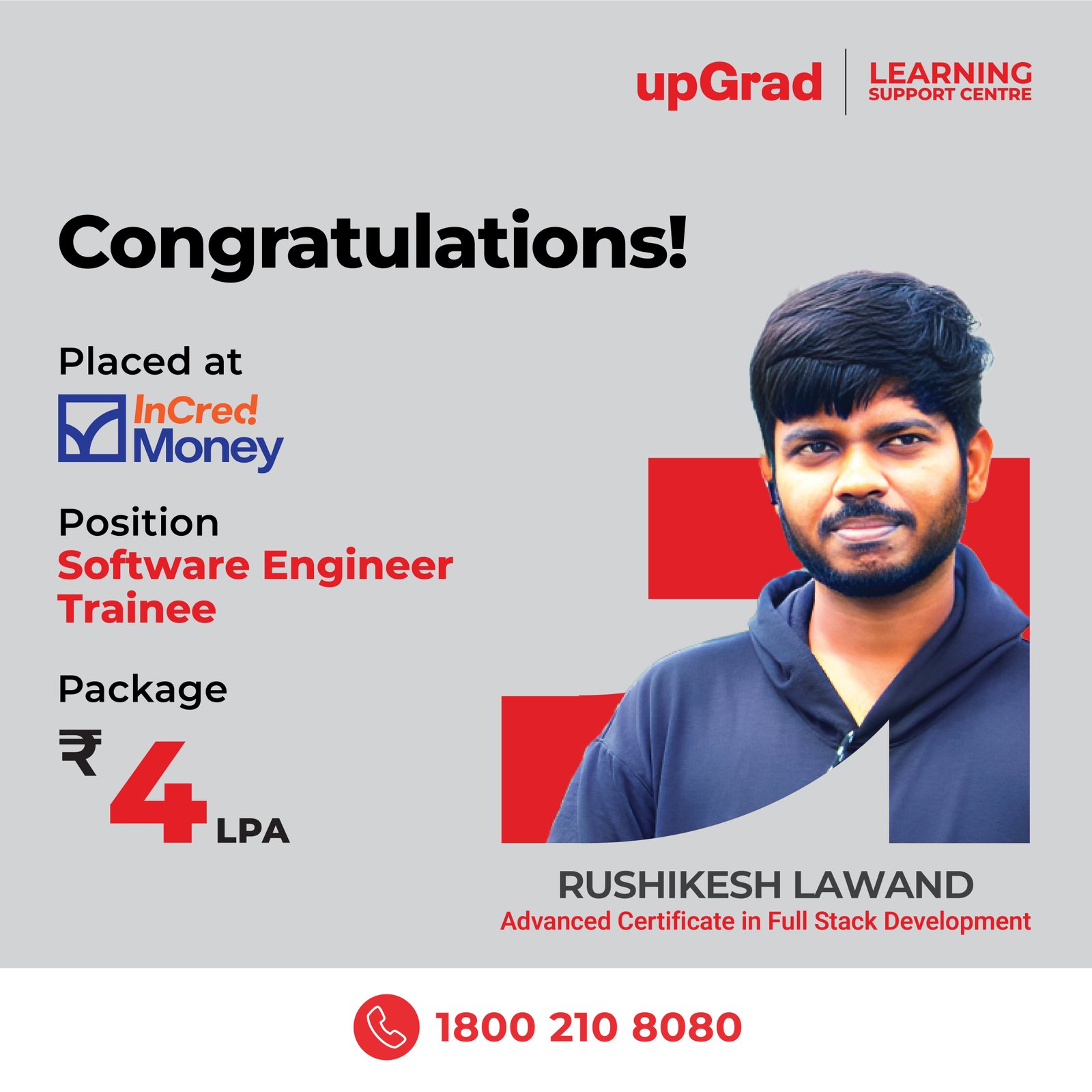 Rushikesh Lawand placed at InCred Money as a Software Engineer Trainee with a package of 4 LPA